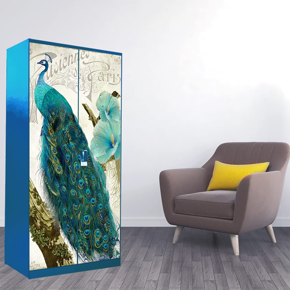 WallWear - Almirah Sticker (Royal Pearl Almira) | Self Adhesive Sticker | Wallpaper & Wall | Door Skin Sticker PVC Vinyl (213x 99) cm for Home Decoration (Peacock Almira) (B09WMR2RVD) Amazon Price History, Amazon Price Tracker