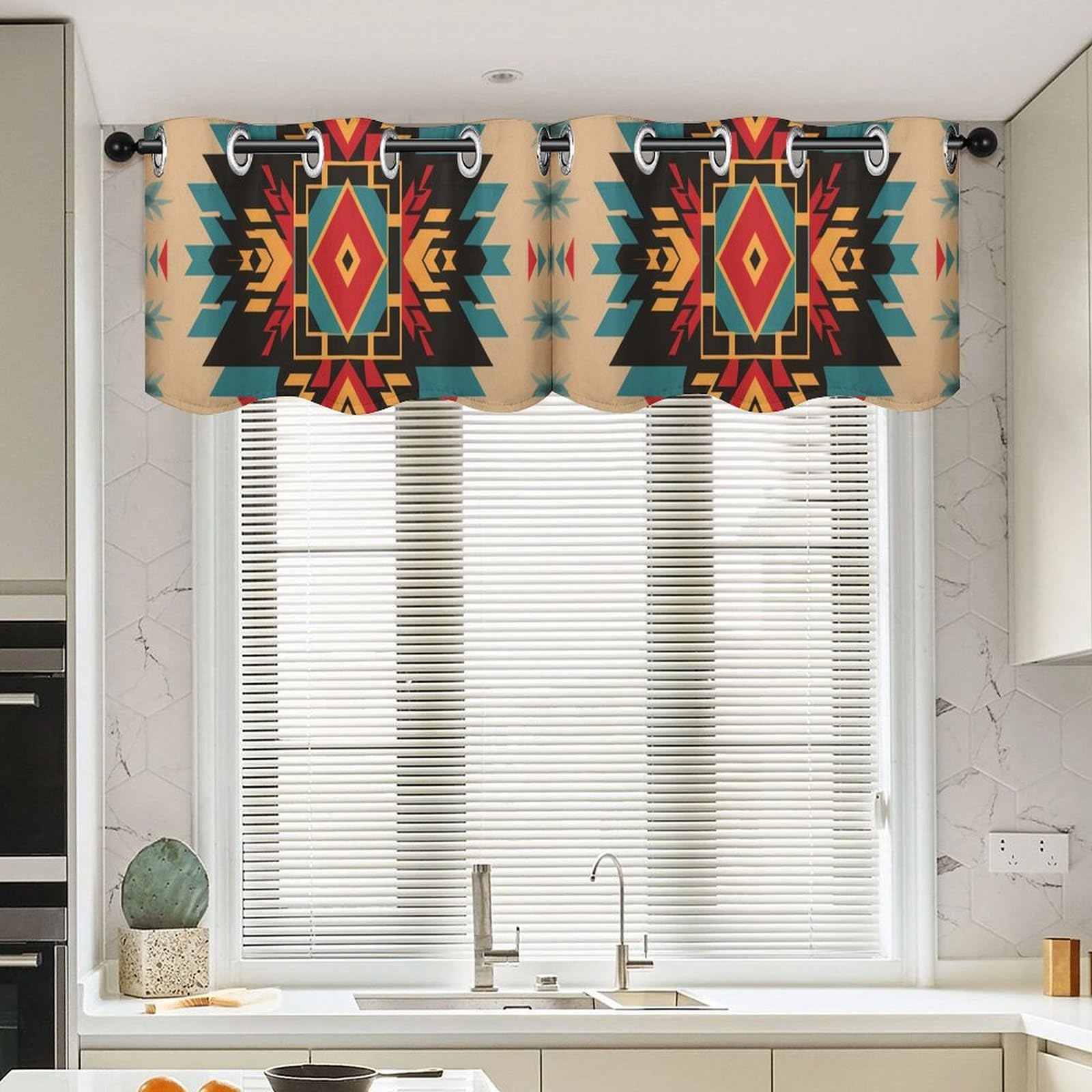 Cenefas para cocina de estilo geométrico étnico para renovar tu salón o dormitorio (52x18")