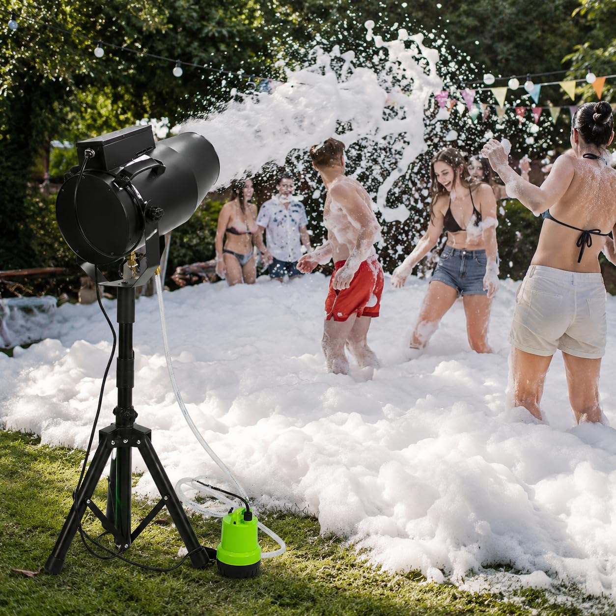 Macchina per schiuma per feste all'aperto, effetto palcoscenico, copertura di 20 m² e distanza di spruzzo 6-8 m, perfetta per eventi e celebrazioni