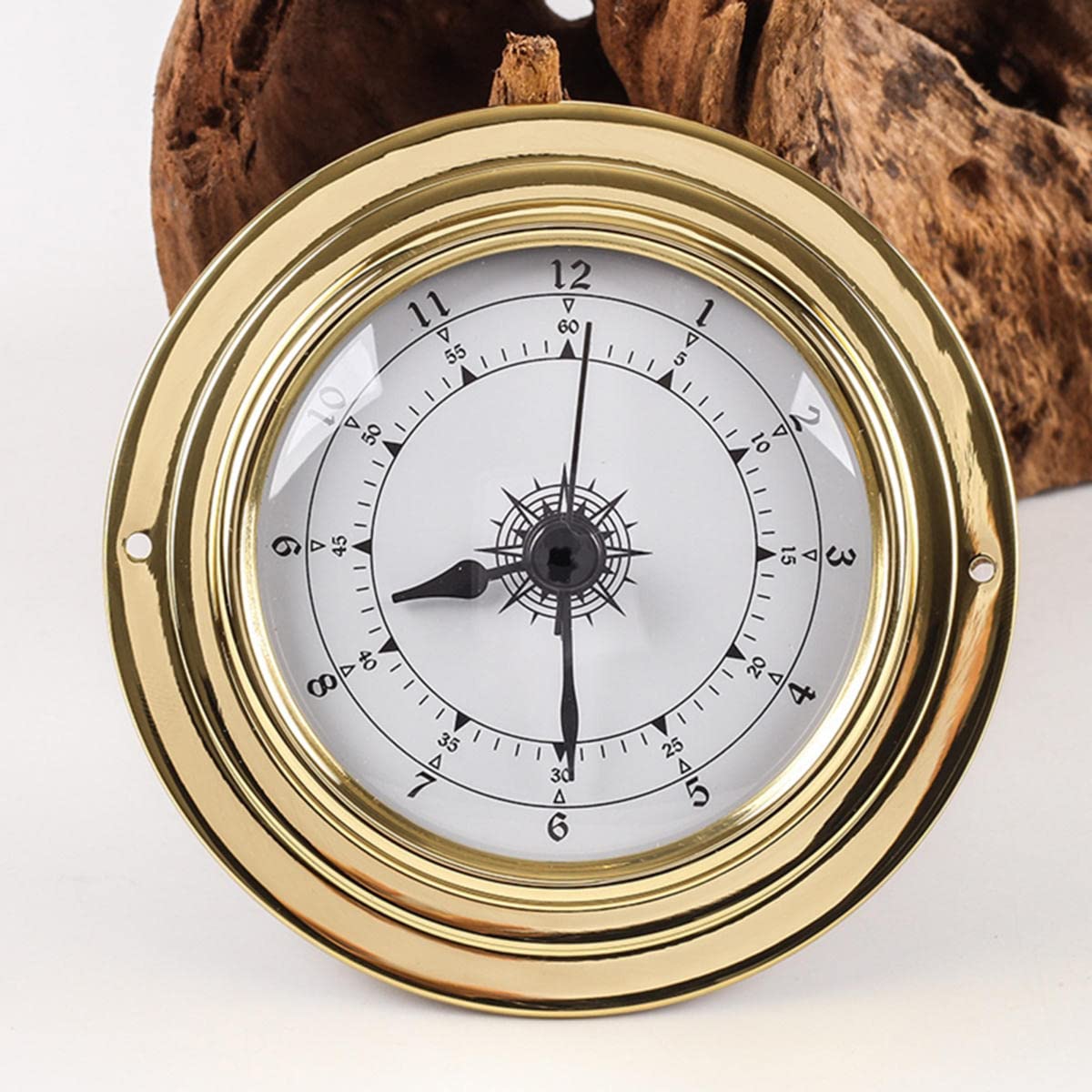 Lot de 4 thermomètres, hygromètres, baromètres, horloge, 9,8 cm, coque en cuivre, station météo extérieure, baromètre multifonction, pour accrocher la maison, le bureau, la pêche, la voile