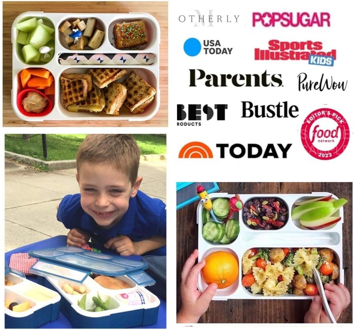 Bento Lunch Box Kids, Leakproof Lunch Containers for Boys Girls Adults with 6 Compartments - School, Daycare, Meal Planning Portion Control Container, BPA-Free Boxes, Utensils, Navy Blue: Home & Kitchen