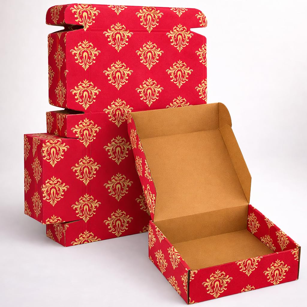 3 Ply | Rose Flare 5x5x2 Inch Multicoloured Gloss Laminated Printed | Small Packaging Box for E-commerce, Chocolates, Gifts & Jewellery | Pack of 25-picture-24