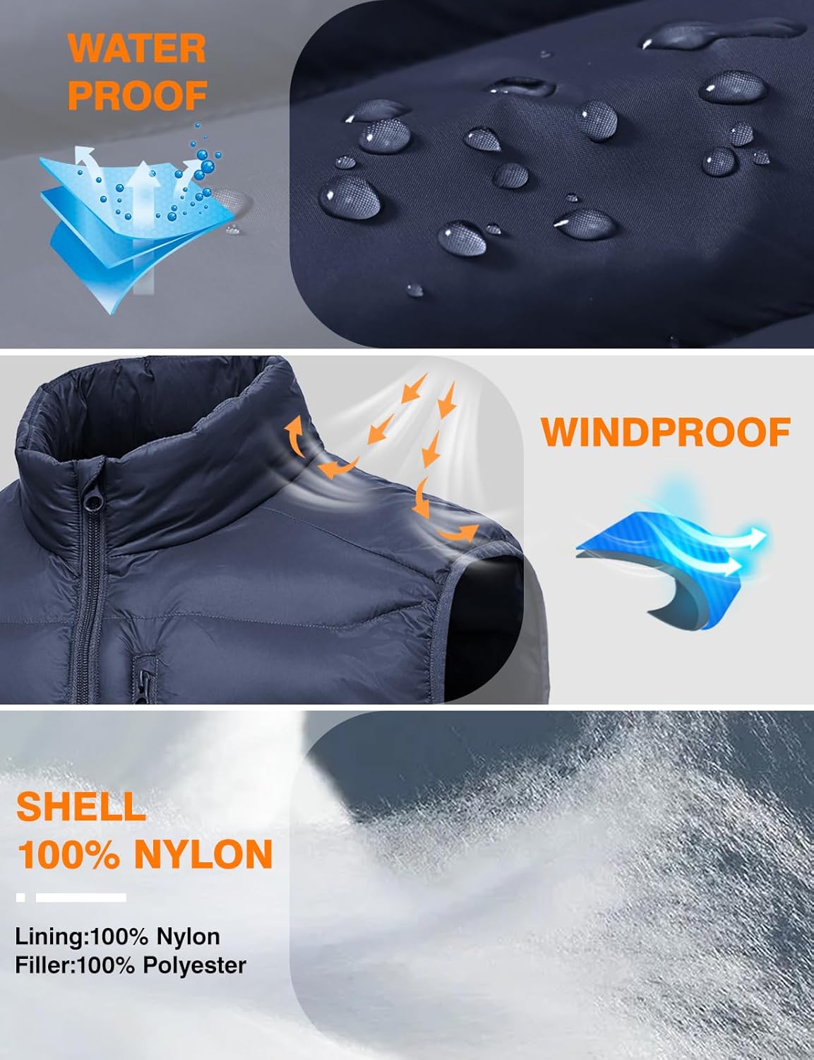 TBMPOY Men's Lightweight Puffer Vest Outerwear Puffy Winter Warm Zipper Outdoor Sleeveless Jacket for Running Travel - Image 3