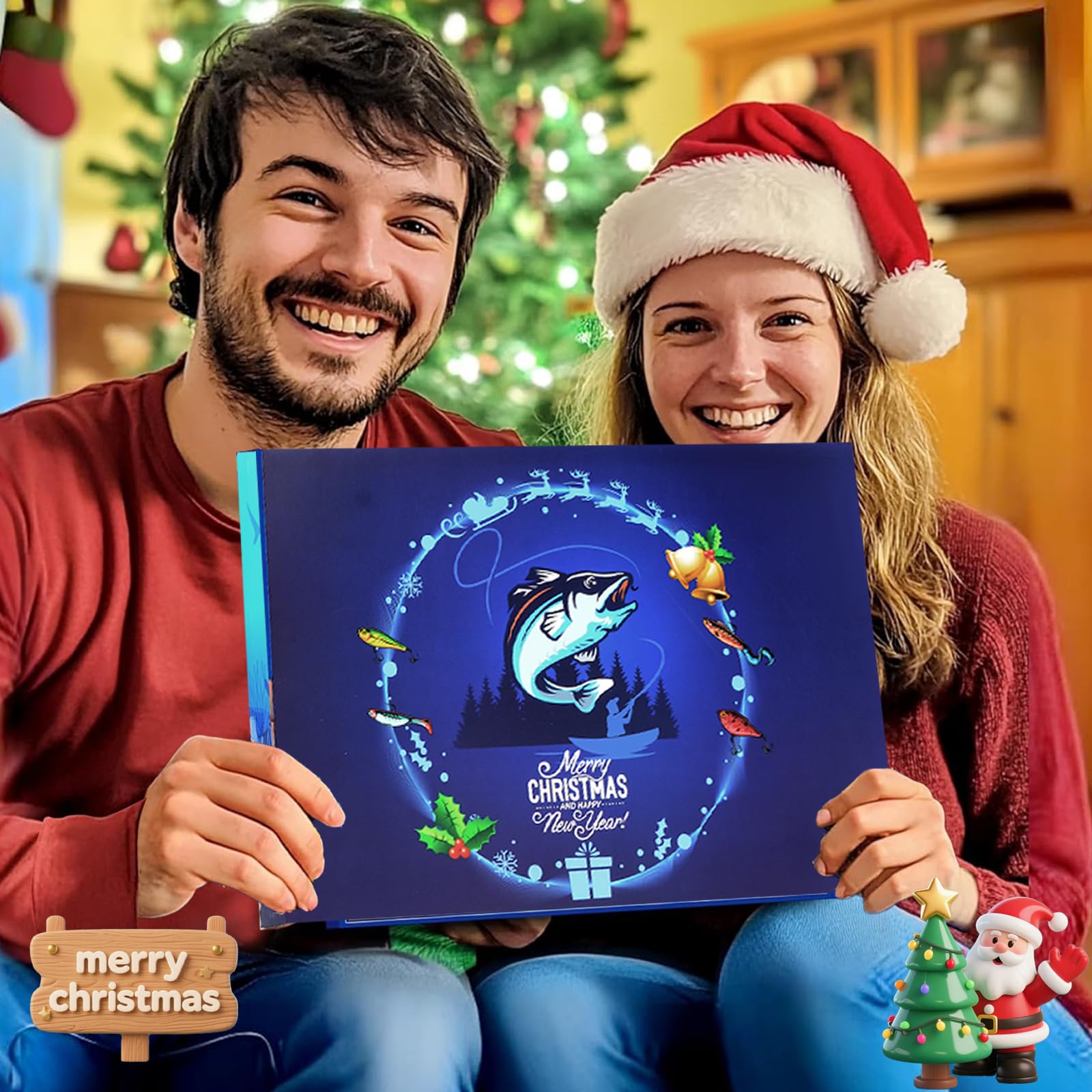Calendario de Adviento 2025 Pesca Hombre - 24 Días Navidad con Señuelos y Herramientas Regalos