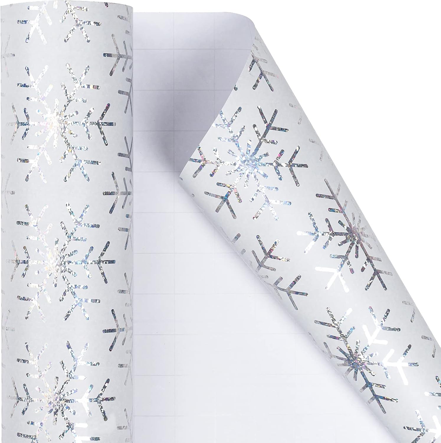 RUSPEPA Christmas Wrapping Paper, Jumbo Roll Wrapping Paper - White Shiney Snowflake Design for Holiday Gift Wrap - 24 Inches x 100 Feet