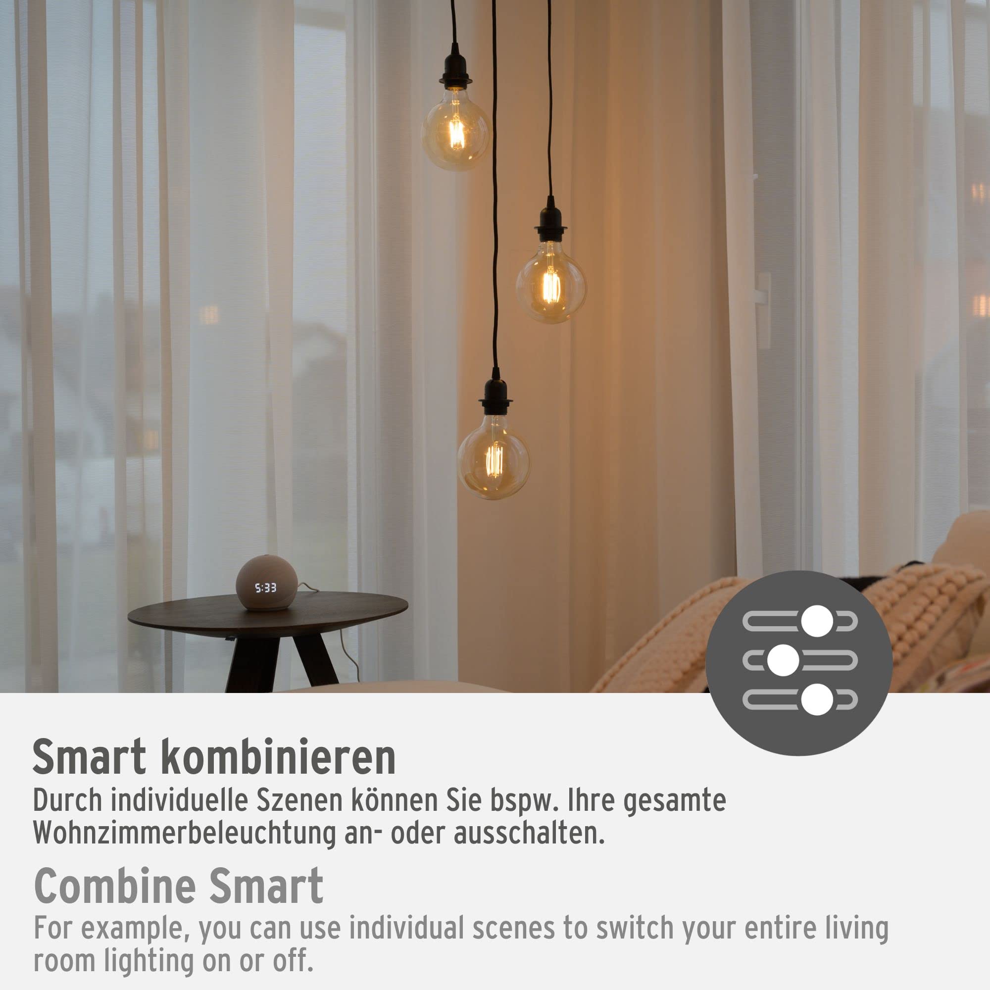 Brennenstuhl Connect WiFi Bombilla filamento LED Globe (Bombilla inteligente, compatible con Amazon Alexa y Google Assistant, bombilla E27, 470lm, 4,9W, luz cálida 2200K, luz regulable, vintage)