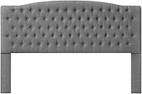 Vista 8 de 24KF Cabecero tapizado acolchado con botones de tela de lino, cabecero cómodo y elegante tamaño King/CA King, granito