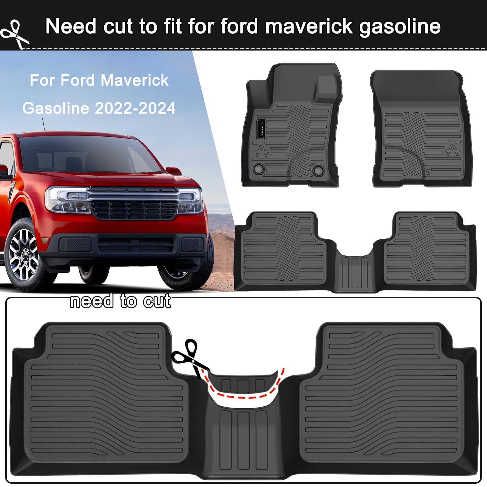 All-Weather Rubber Floor Mats For Ford Bronco Sport (2021-2024) & Maverick (2022-2024) – 3-Piece Set