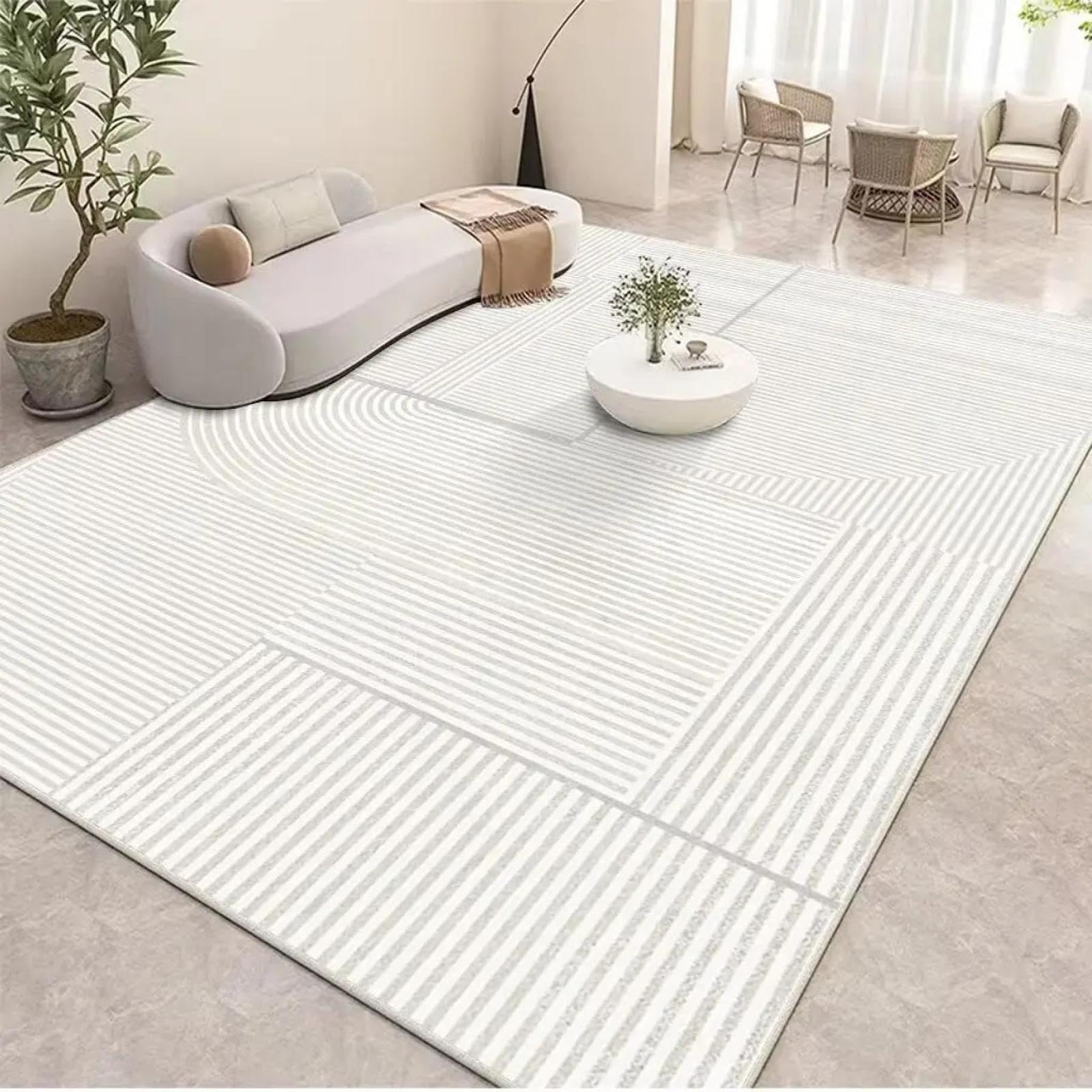 Tapis nettoyage facile blanc Flannel-5 pour salon moderne sans taches