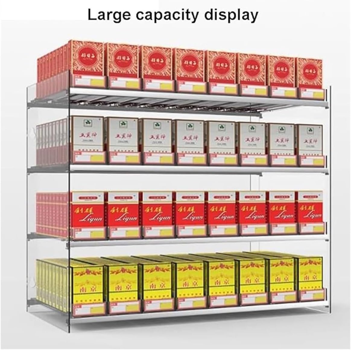 Wall Mounted Cigarette Display Rack, Acrylic Showcase with Pushers, Portable Countertop Cigarette Case, Clear Organizer for Easy Access (61x16x21.5cm)