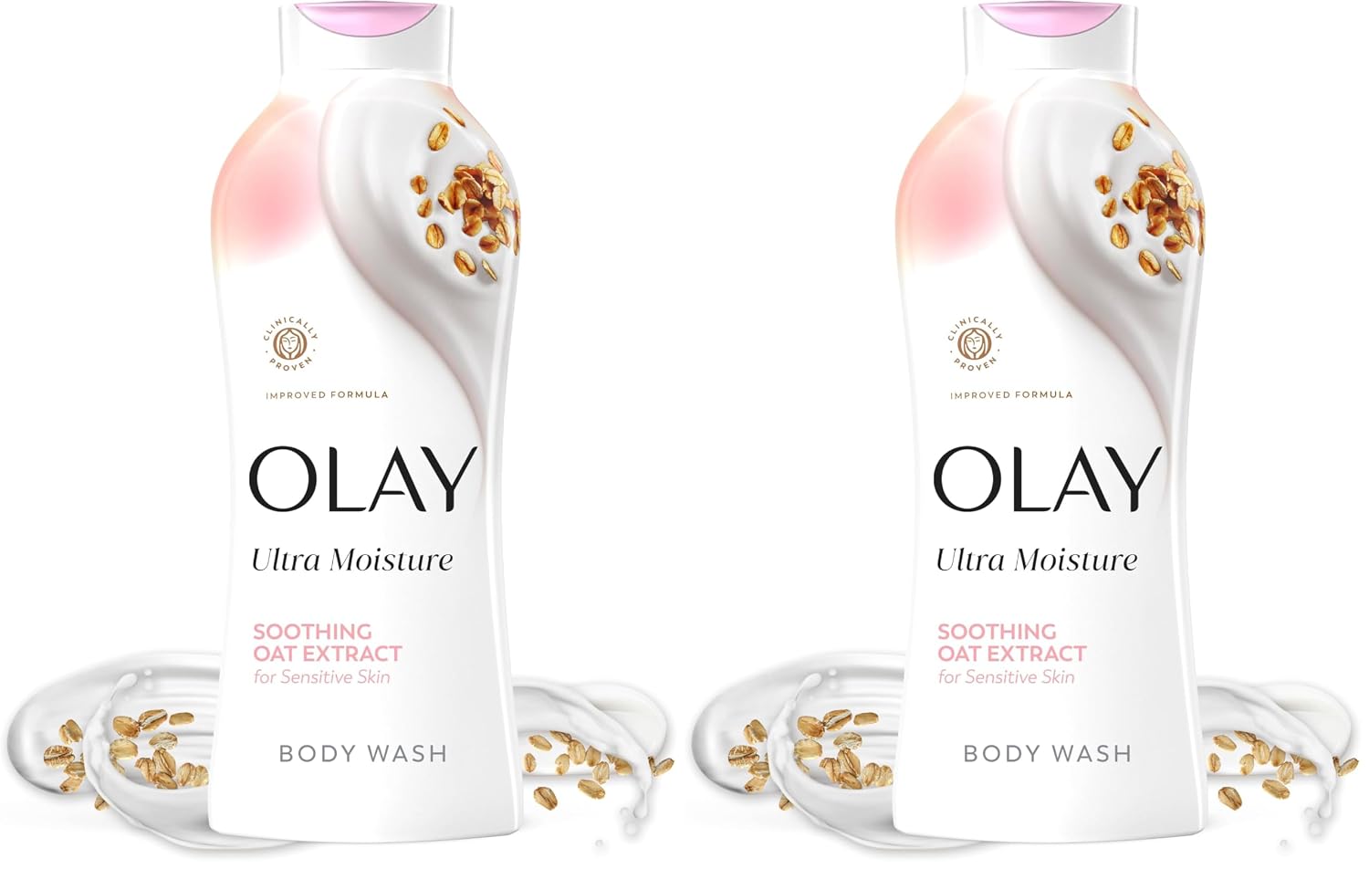 Olay Body Wash for Women,Ultra Moisture,For Sensitive Skin,Soothing Formula,24hr Moisturizing,Hydrating&Refreshing,B3 Vitamin Complex,Free of Parabens&Phthalates,Oat Extract Scent,22 fl oz,(Pack of 2)