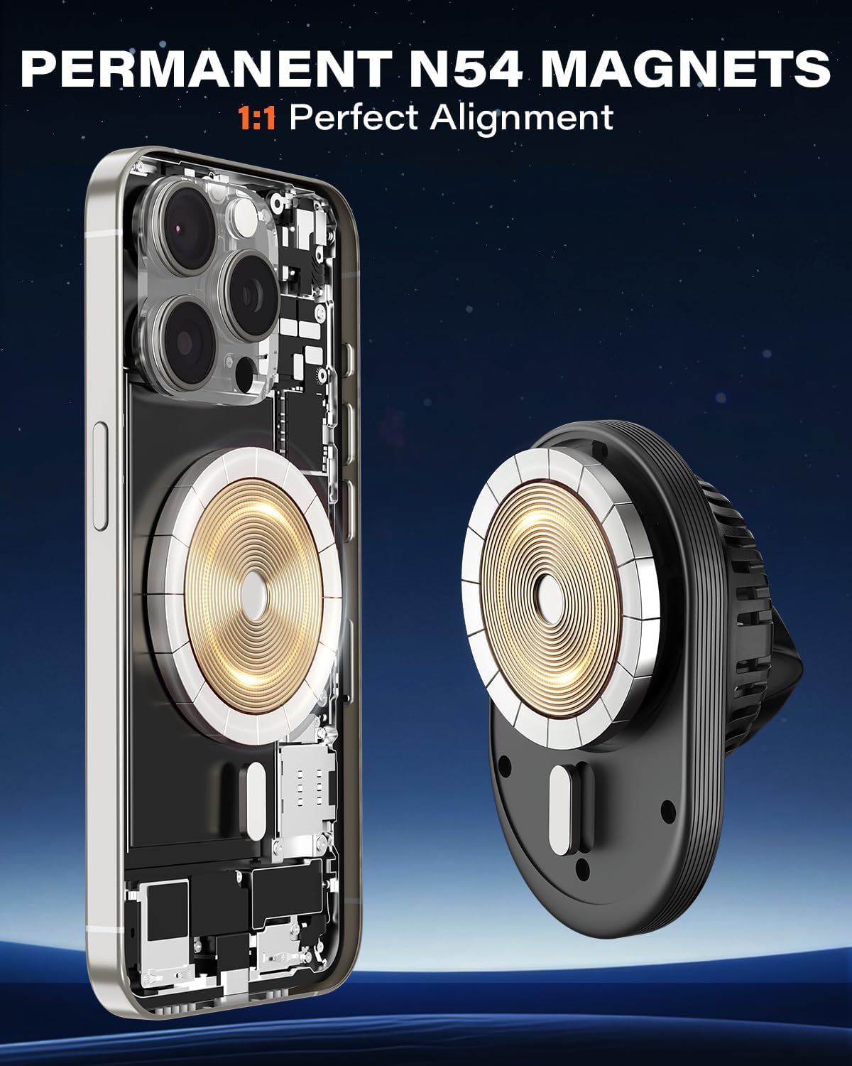 A2C for MagSafe Car Mount Charger, QI2 15W Wireless Car Charger with Dual Cooling Tech, Magnetic Car Charger for iPhone 17 16 15 14 13 12, Dash+Windshield+Vent Mount, PD 30W Adaptor Included - Image 4