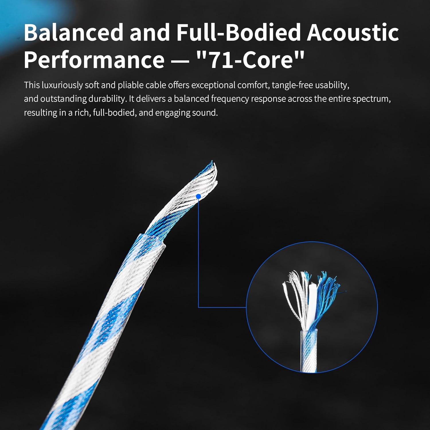 KBEAR Frost 6N 2-Strand Twisted-Pair 71-Core OCC Gold-Plated HiFi Earphone Upgrade IEM Cable Compatible with KZ ZS10/ZSN PRO X/Castor/ZAR/ZAX/AS24/AS16 PRO/ZAS (3.5mm-Without mic, Silver-Blue, QDC)