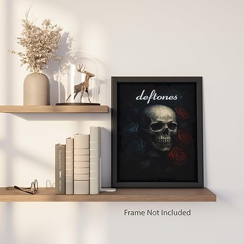 Miniatura 7 de Deftones Skull Rose Requiem - Póster de roca oscura de 8 x 10 pulgadas sin marco, decoración inspirada en banda de metal pesado para dormitorio,