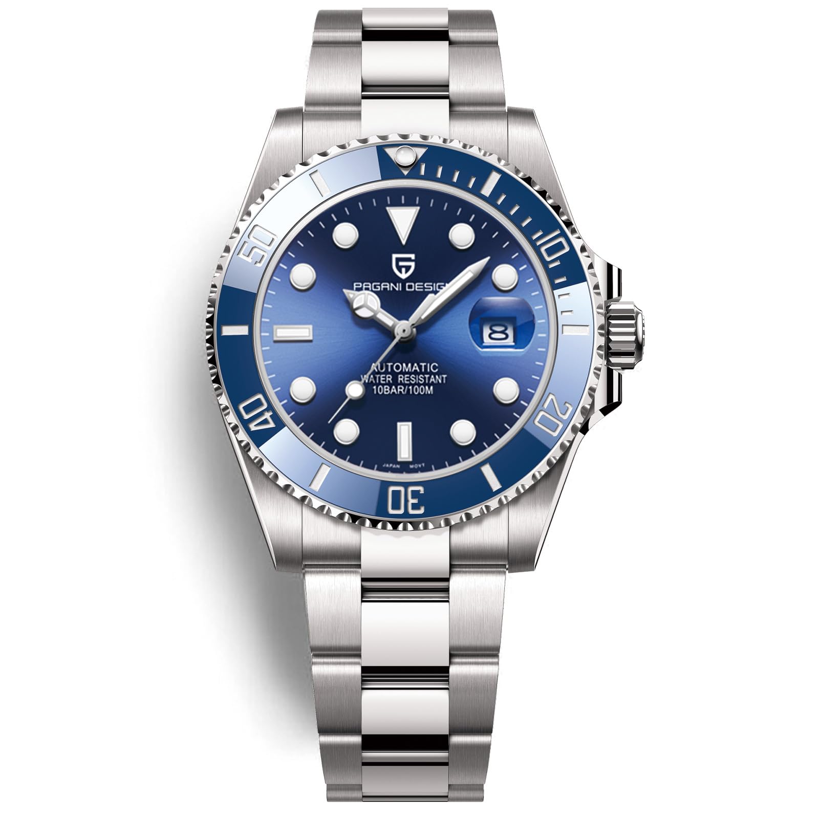 Pagani Design Men's Automatic Watch Business Waterproof Analog Automatic Watch Ceramic Movement Rotating Bezel Sapphire Crystal 100M Waterproof Stainless Steel Luxury Watches.