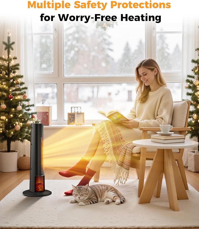 Calefactor Eléctrico Portátil Torre 1500W con Termostato y Control Remoto miniatura 8