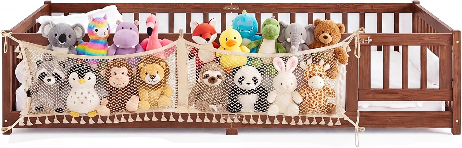 Ofiray-home Stuffed Animal Net, Bedside Stuffed Animal Storage Net, Beige