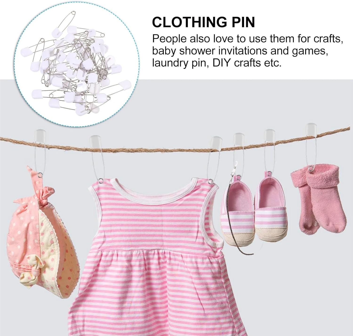 Safety Pins 300Pcs Diaper Safety Pins Plastic Nappy Clothing Pin for Clothes, Sewing, Arts & Craft