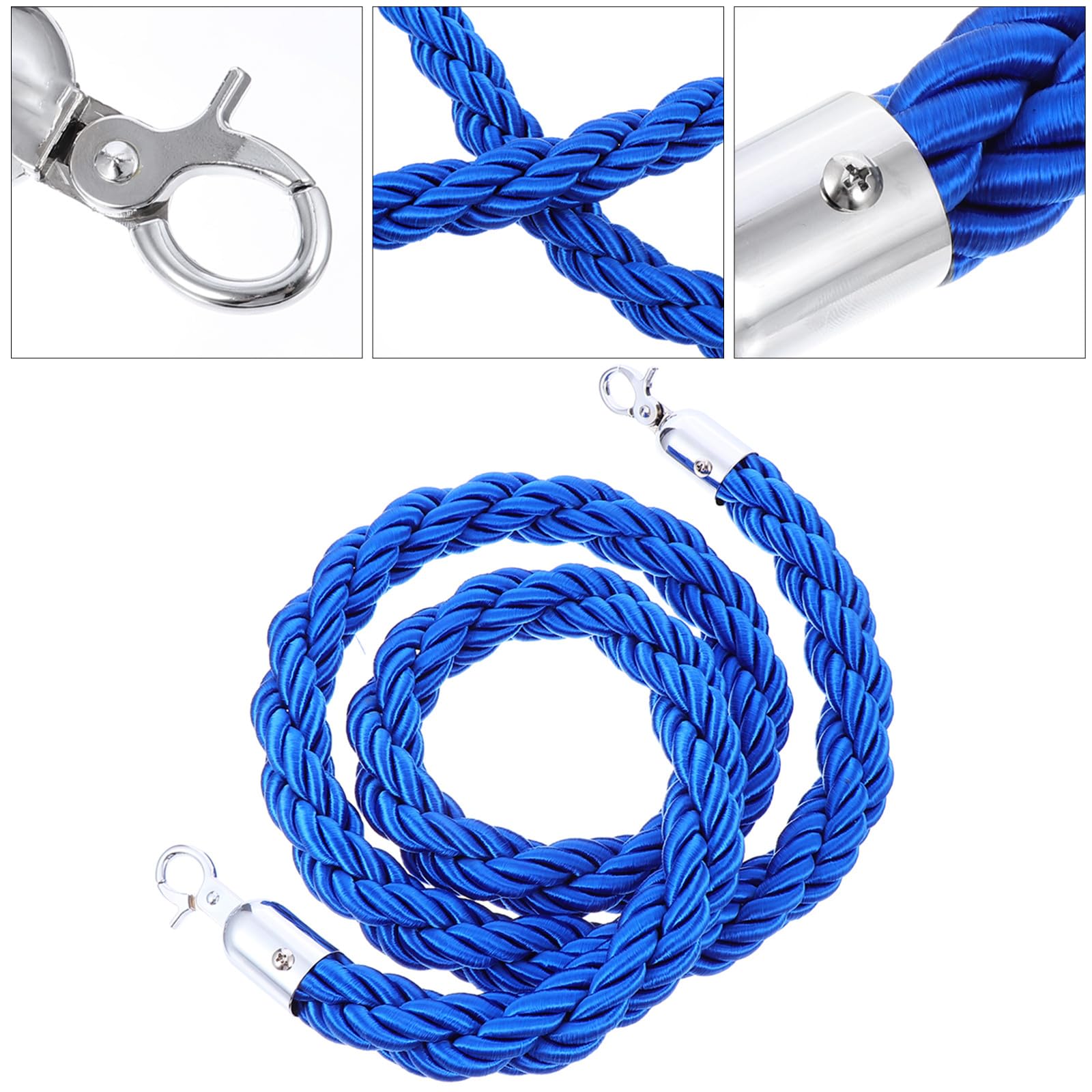Corde de Barrière Torsadée en Corde Bleu 1,5m pour Contrôle des Foules et Guidage des Personnes Églises et Inaugurations