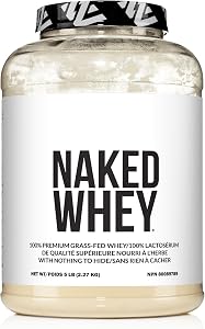 NAKED WHEY 5LB 100% Grass Fed Whey Protein Powder - 1 Undenatured, Bulk, Unflavored - GMO, Soy, and Gluten Free - No Preservatives - Stimulate Muscle Growth - Enhance Recovery - 76 Servings