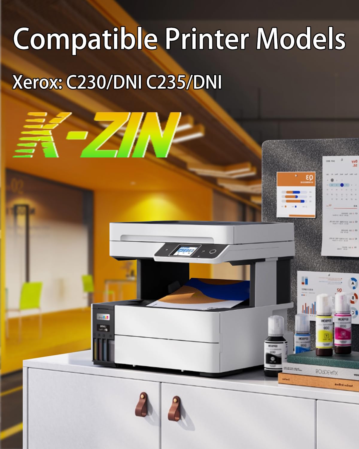 K-ZIN C230 C235 C225 Toner Cartridge (with Chip) - Compatible with Xerox C230DNI/C235DNI Printers, Replacement for Xerox 230 Toner 006R04383 006R04384 006R04385 006R04386(Black/Cyan/Magenta/Yellow)