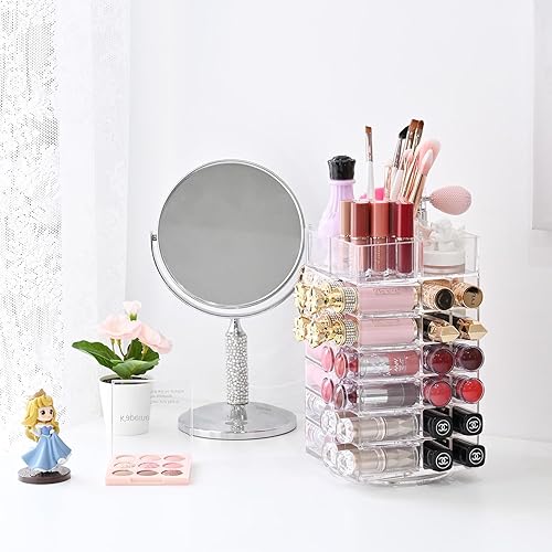 Miniatura 8 de Ikee Design Organizador de lápiz labial con 53 ranuras, giratorio de 360 grados, organizador de brillo de labios acrílico para maquillaje,