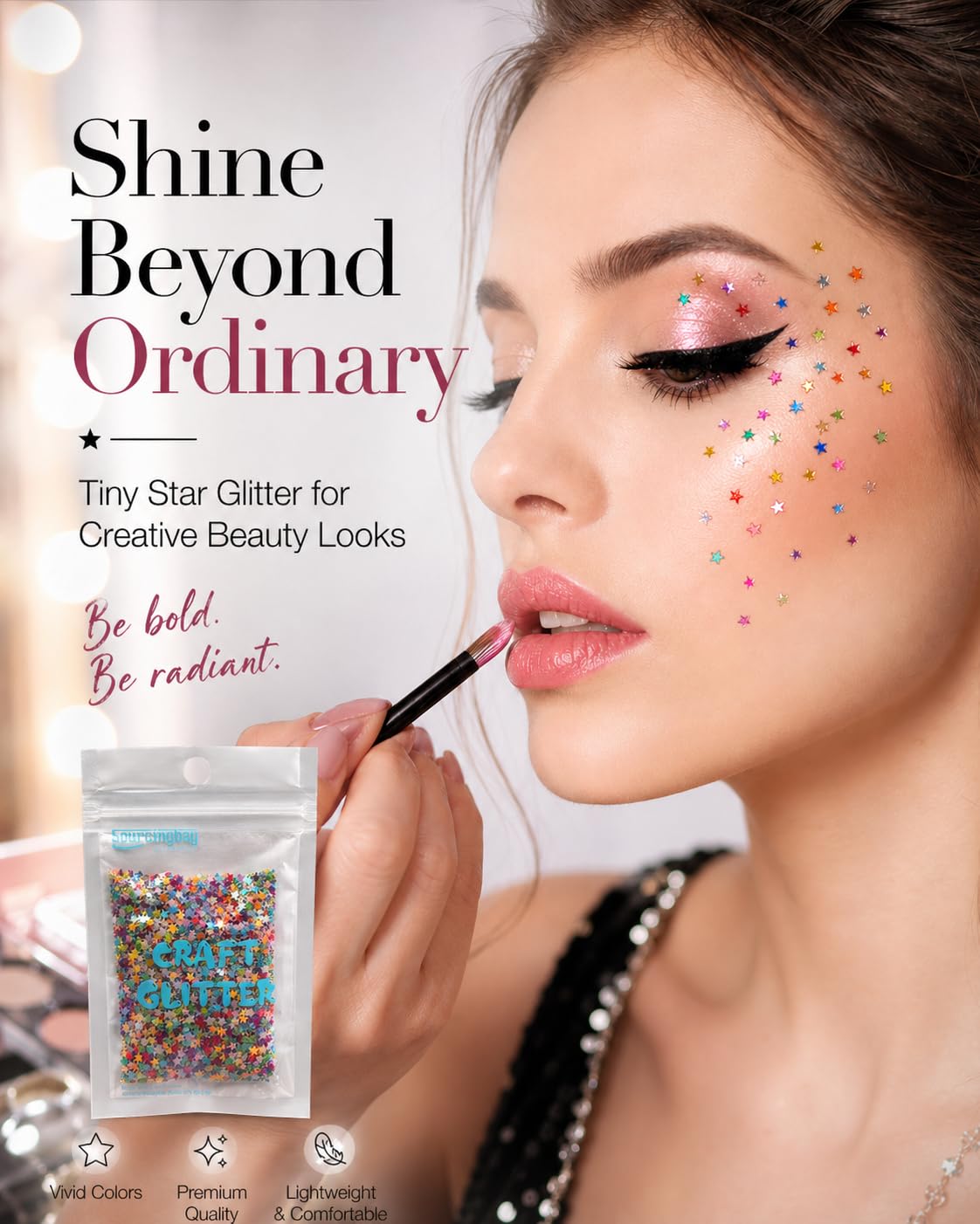 Art Craft Glitter, confeti con purpurina en forma de estrella para manualidades, decoración del hogar, manualidades, festivales de fiesta, arte de uñas, 0,35 oz (10 g) (plata)