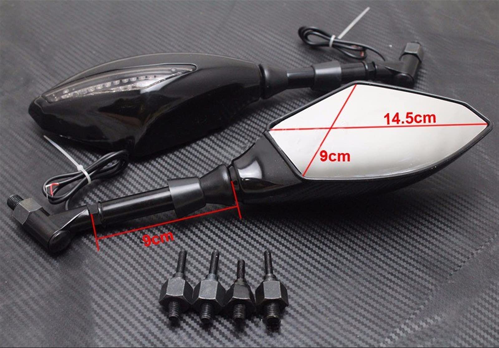 Universale Nero Moto Blu Indicatori di Direzione Indicatore Retrovisore Laterale Specchi per Y&amaha XJR1300 V-Max MT-01 MT-03 TDM900 FZ1 FZ6 XJ6 YBR Specchietti