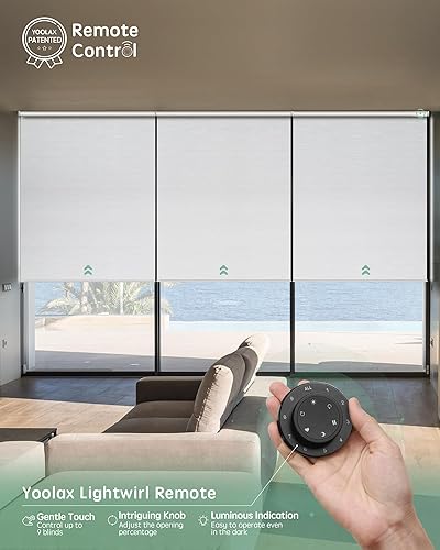 Miniatura 29 de Yoolax Persianas motorizadas con control remoto, persianas inteligentes opacas para ventanas, persianas enrollables motorizadas, persianas Tela