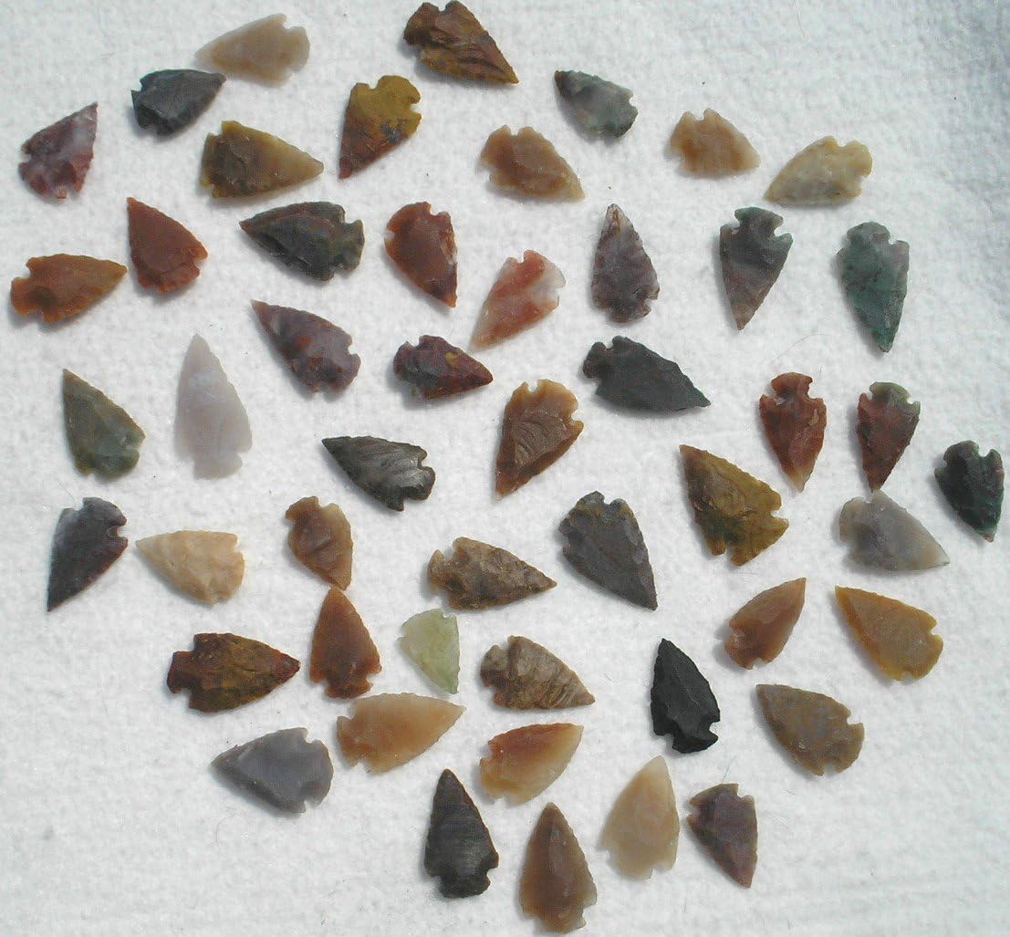 Set Of 50 Indian Arrowheads Agate New Replica 1/2 " - 1 1/2 " L
