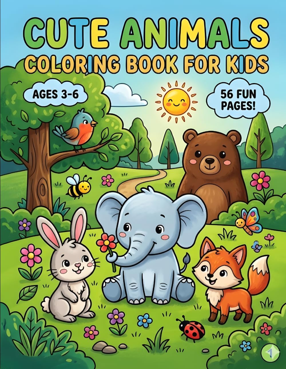 Cute Animals Coloring Book for Kids Ages 3-6: Easy and Fun Coloring Pages for Toddlers and Preschoolers | Adorable Farm, Jungle, Safari, and Ocean Animals for Boys and Girls