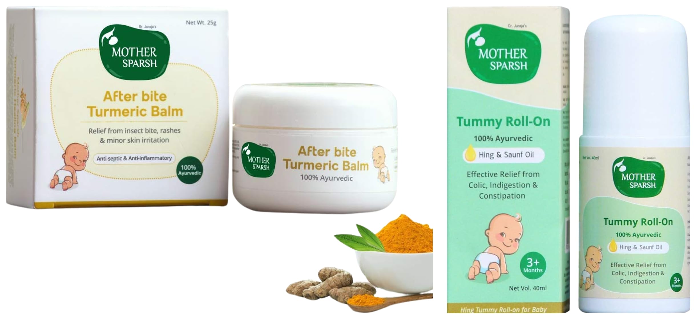 Mother Sparsh Afterbite Turmeric Balm for Babies 25g with Tummy Roll on for Colic Relief for Babies 40ml-image-39