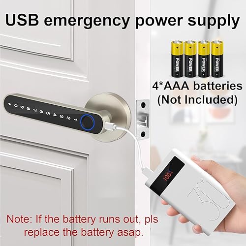 Miniatura 7 de Cerradura de manija de puerta - Perilla de puerta sin llave Cerradura de puerta Seguridad con código de teclado de huellas dactilares APP Key Silver