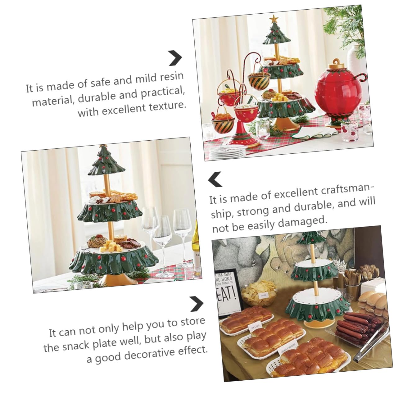 Gatuida Vassoio Effetto Delicato per Feste di Natale per Snack e Dolci in Resina Decorativo Natalizio per Snack e Dolci , Multiuso e Celebrazioni Nuziali