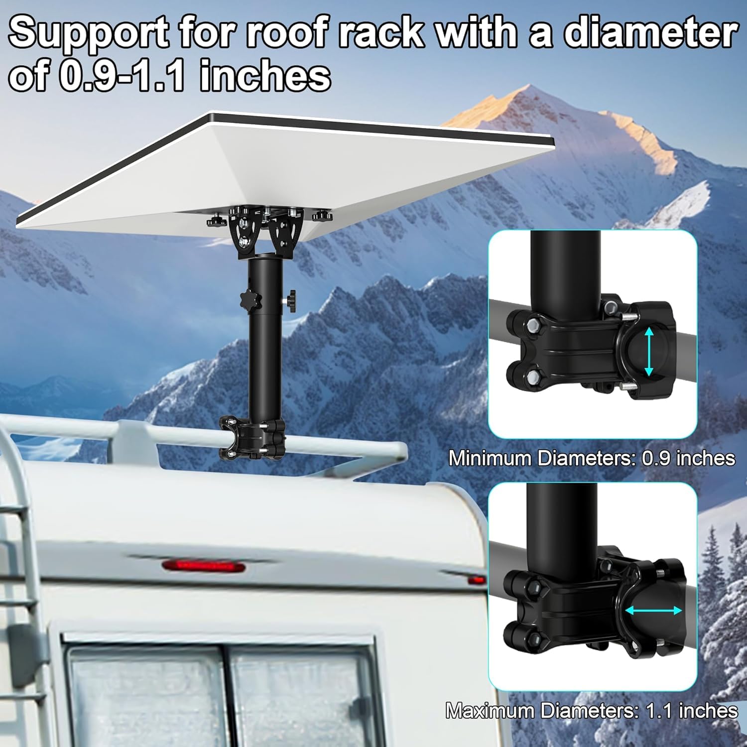 Supporto Starlink Gen 3 per RV con Scala, Adattatore per Tubo V3 Regolabile a 160°, Kit di Montaggio Starlink per Auto, SUV, Yacht, Staffa di Fissaggio per Palo (Adatto per Pali da 0,9-1,1")
