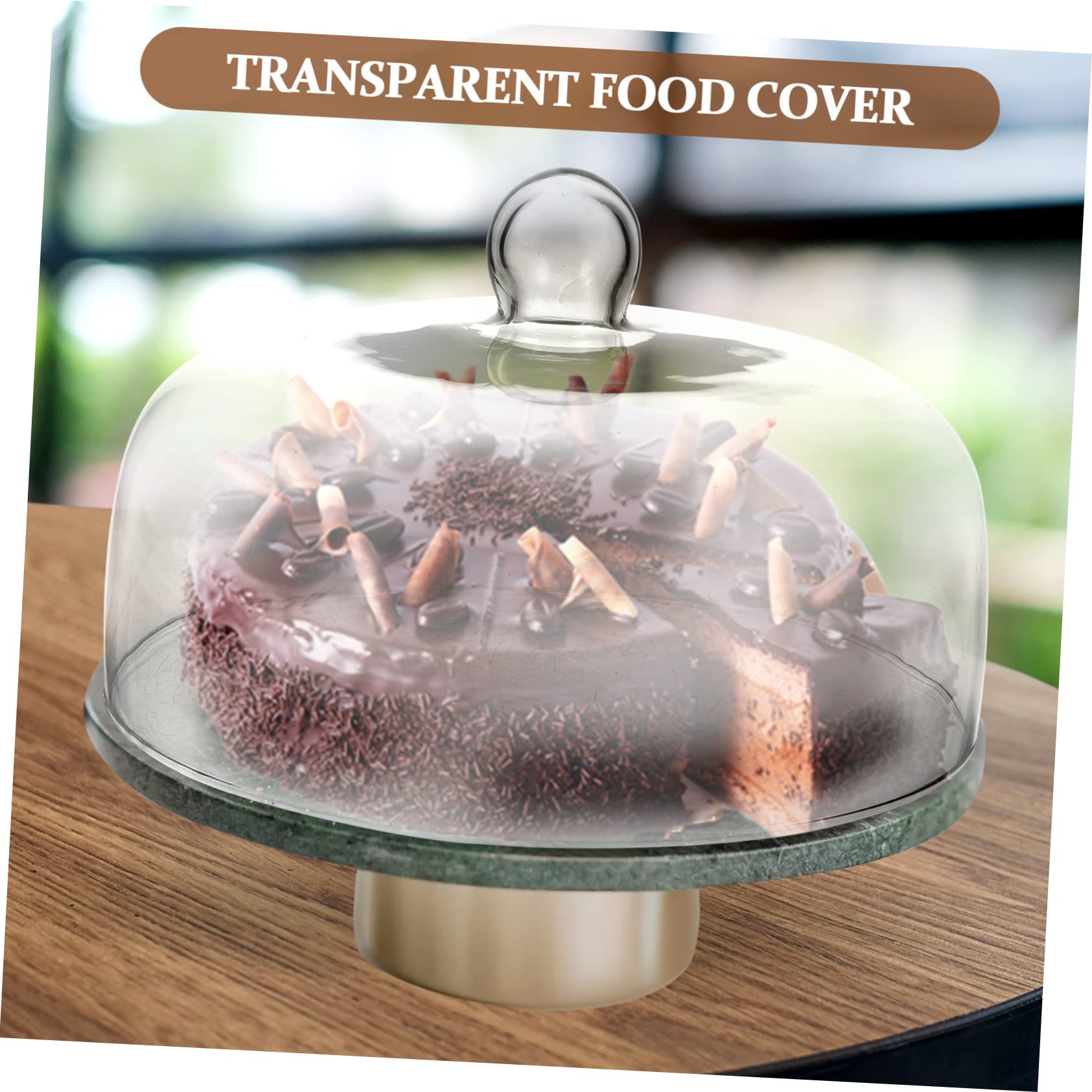 Cúpula de Vidrio para Pastel y Postres Transparente Asa Alimentaria | Protege Dulces del Polvo, Fácil de Mover, Adecuado para Mesa y Vitrina, Conserva el Producto Limpio