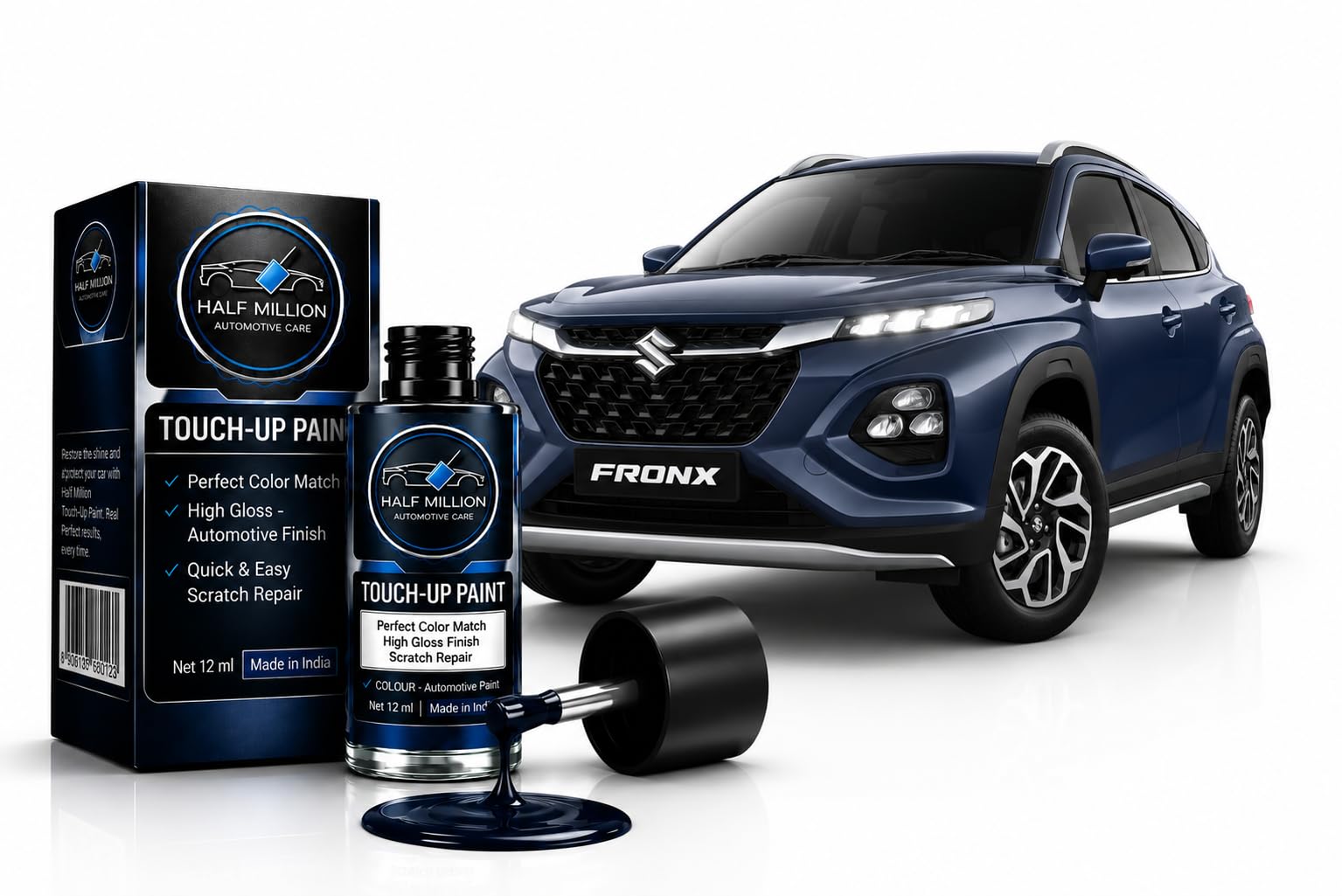 HALF MILLION® NEXA FRONX Celestial Blue (WBH) Touch Up Paint Factory Quality and Matched 2k Paint | 2-In-1 Car Scratch Remover Pen | Car Paint Scratch Repair Kit for Scratches, Chips & Nicks | 12ml. [Celestial Blue (WBH)]-image-9