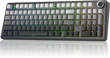 x Aula F99 Pro Wireless Mechanical Keyboard with Knob,Tri-Mode BT5.0/USB-C/2.4GHz Hot Swappable Keyboard,Pre-lubed Switches,Gasket Structure,RGB Backlit Computer Gaming Keyboards (Side Printed Black)