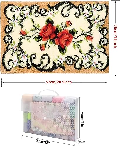 Miniatura 97 de ZFFLYH Kit de alfombras de gancho para manualidades, alfombra de ganchillo sin terminar, alfombra de hilo para niños/adultos con patrón de lienzo