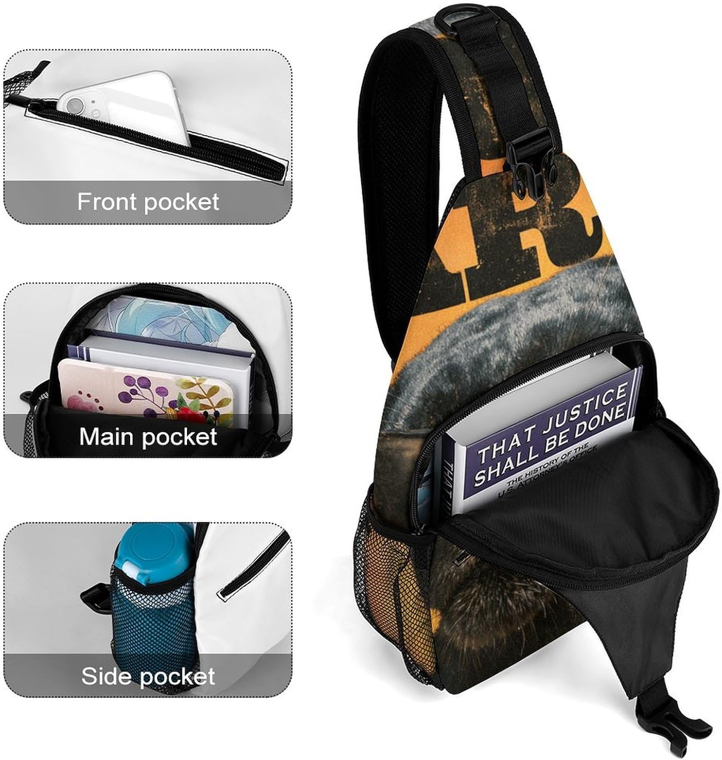 PARTY Written Sling Crossbody Bag Lightweight Chest Shoulder Backpack for Outdoor Sports