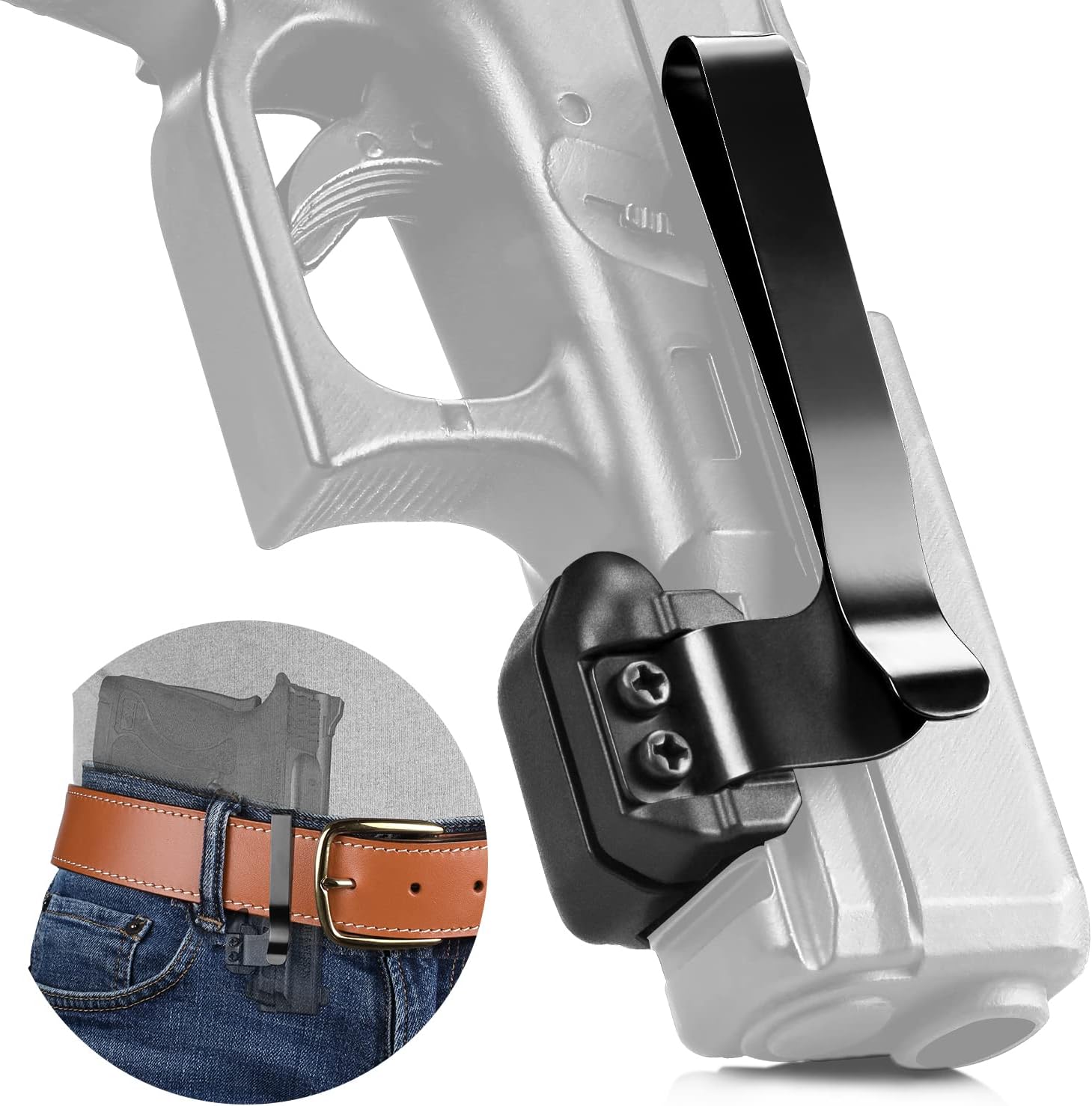 Universal Rail Gun Clip, Low Profile Concealed Carry Gun Clip Fit: Gun w/Rail 1.31 Inch and Plus, Including Not Limited: Beretta/Steyr/Vampir/Tara/S&W/SIG/Springfield/Ruger/H&K/Taurus/Walther