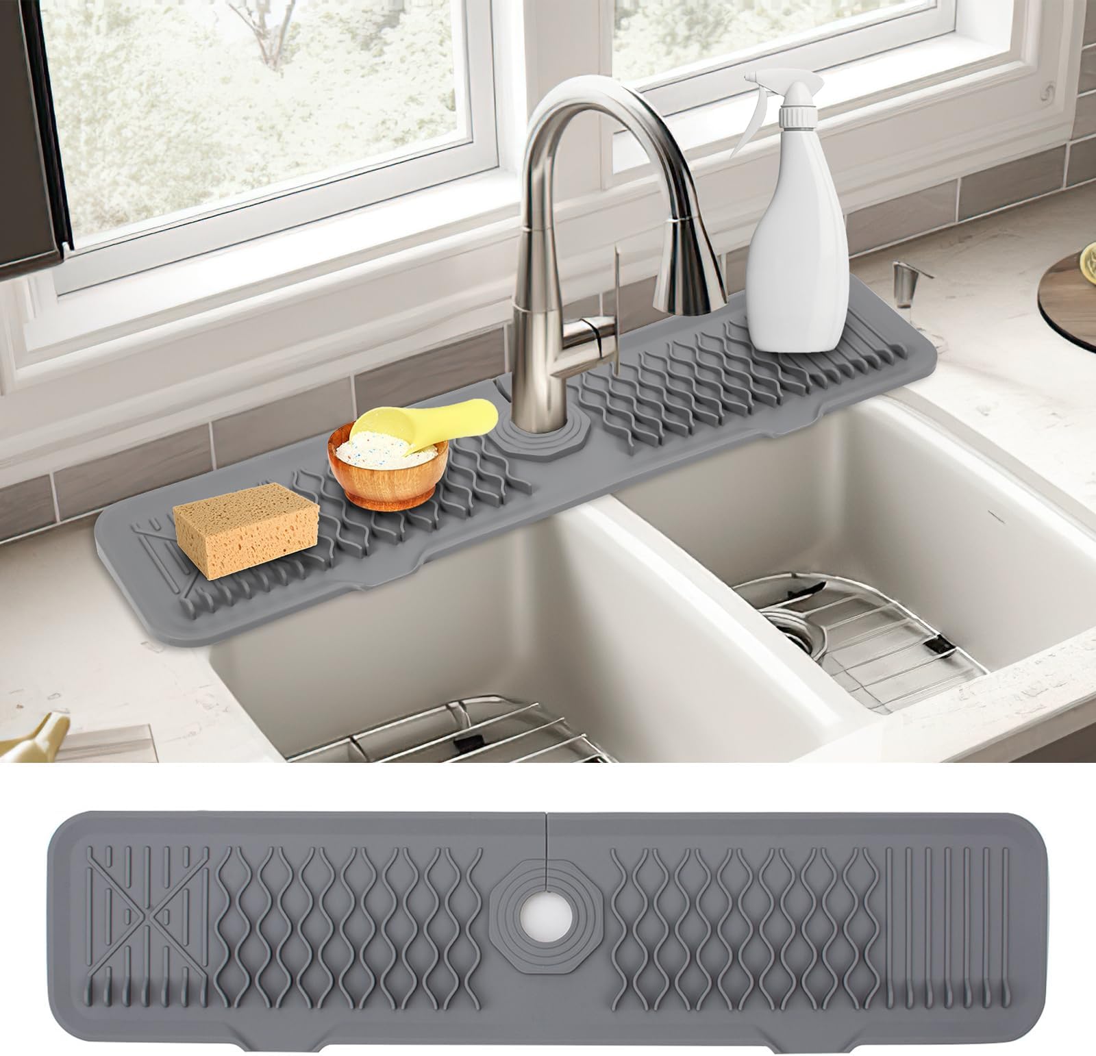BLUE GINKGO Sink Splash Guard (Upgraded Design) Premium Silicone