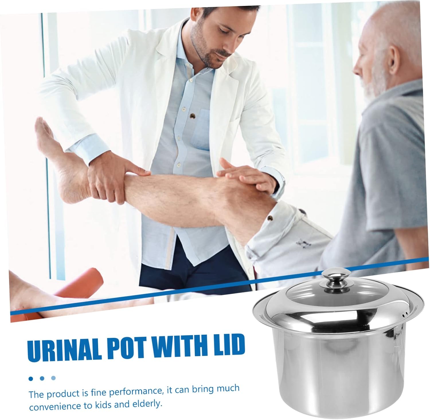 1pc Stainless Steel Spittoon Non- Base Urinal for Elderly Portable Chamber Pot Cover Thick Bedside Night Urinal for Home Use