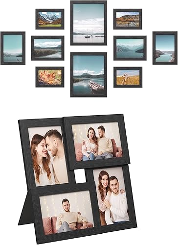 SONGMICS Paquete de marcos de fotos de diferentes tamaños con 10 marcos de fotos y 1 paquete de marcos de fotos de collage