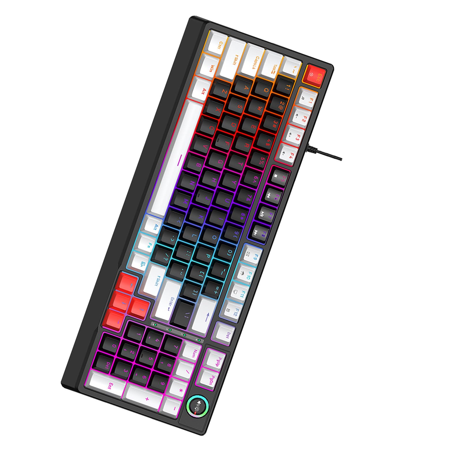 Tastiera Meccanica T50 RGB, Tastiera con Interruttore Blu Sostituibile a Caldo da 98 Tasti, con Illuminazione Dinamica e Controllo Tramite Manopola, Ideale per Giochi per Computer, (#2)