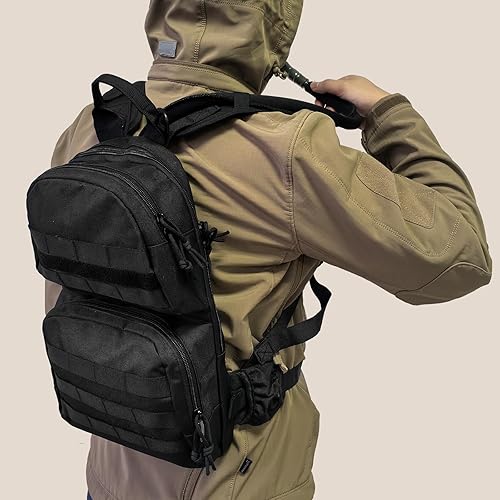 Miniatura 7 de Hydration Pack, 10L Water Backpack with 2.5L Water Bladder, MOLLE System for Outdoor Hiking, Biking, Running, Black