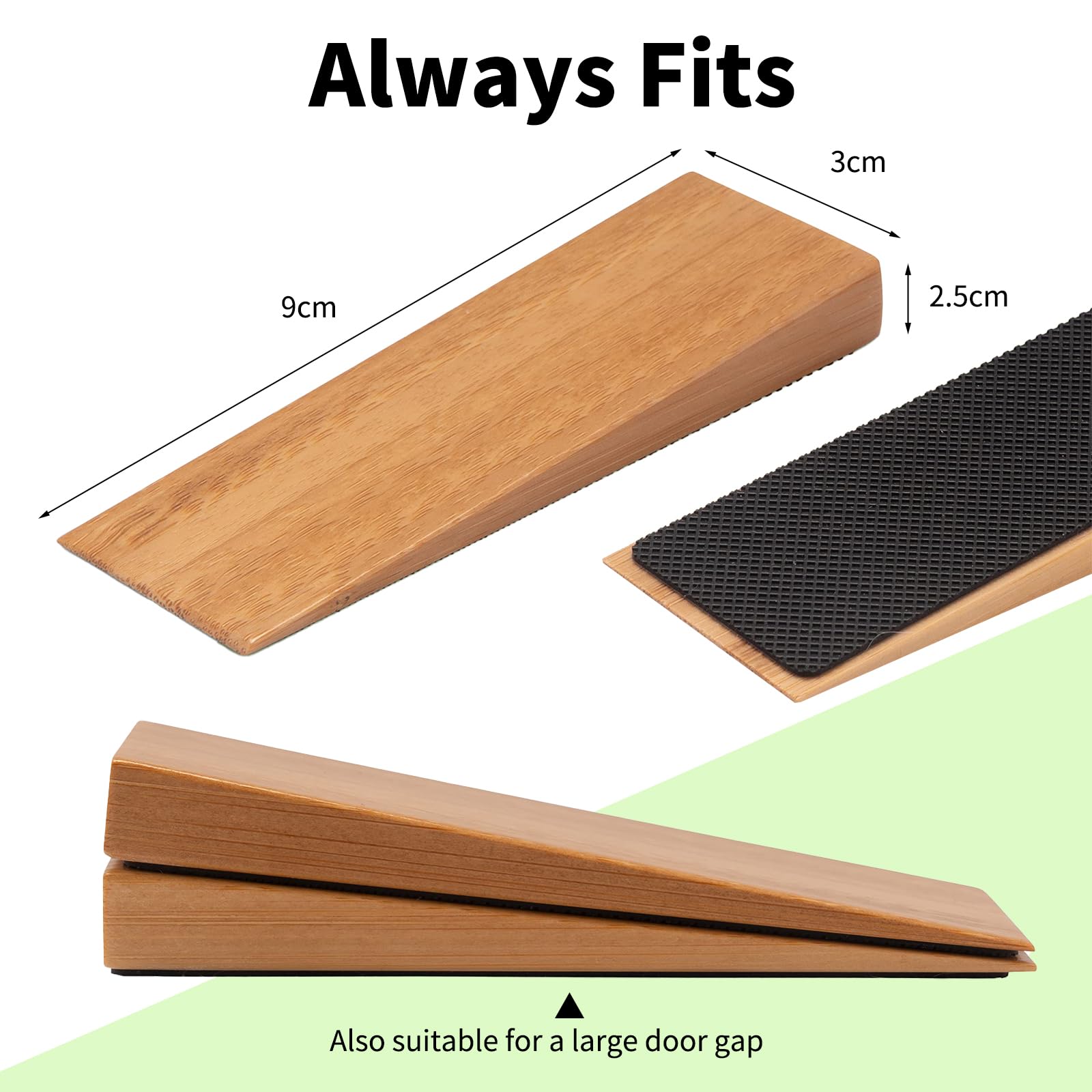 Ferma Porta Da Pavimento DIYCUT - 2 Pezzi In Legno Faggio E Noce, Con Gommino Antiscivolo, Per Porte Con Gioco 5-30 Mm