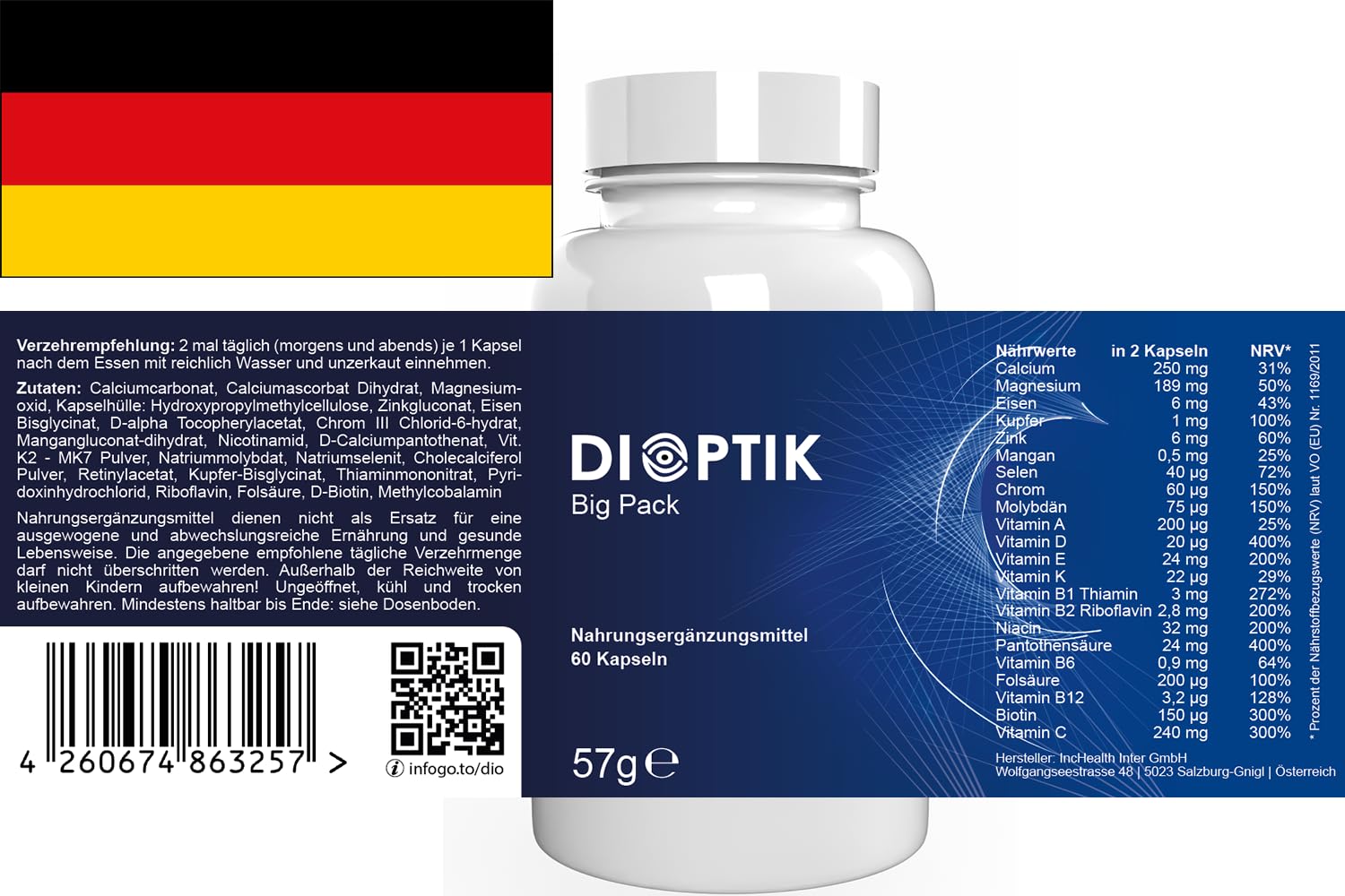 Dioptik - 180 Kapseln (3x 60 Kapseln), 3er Pack
