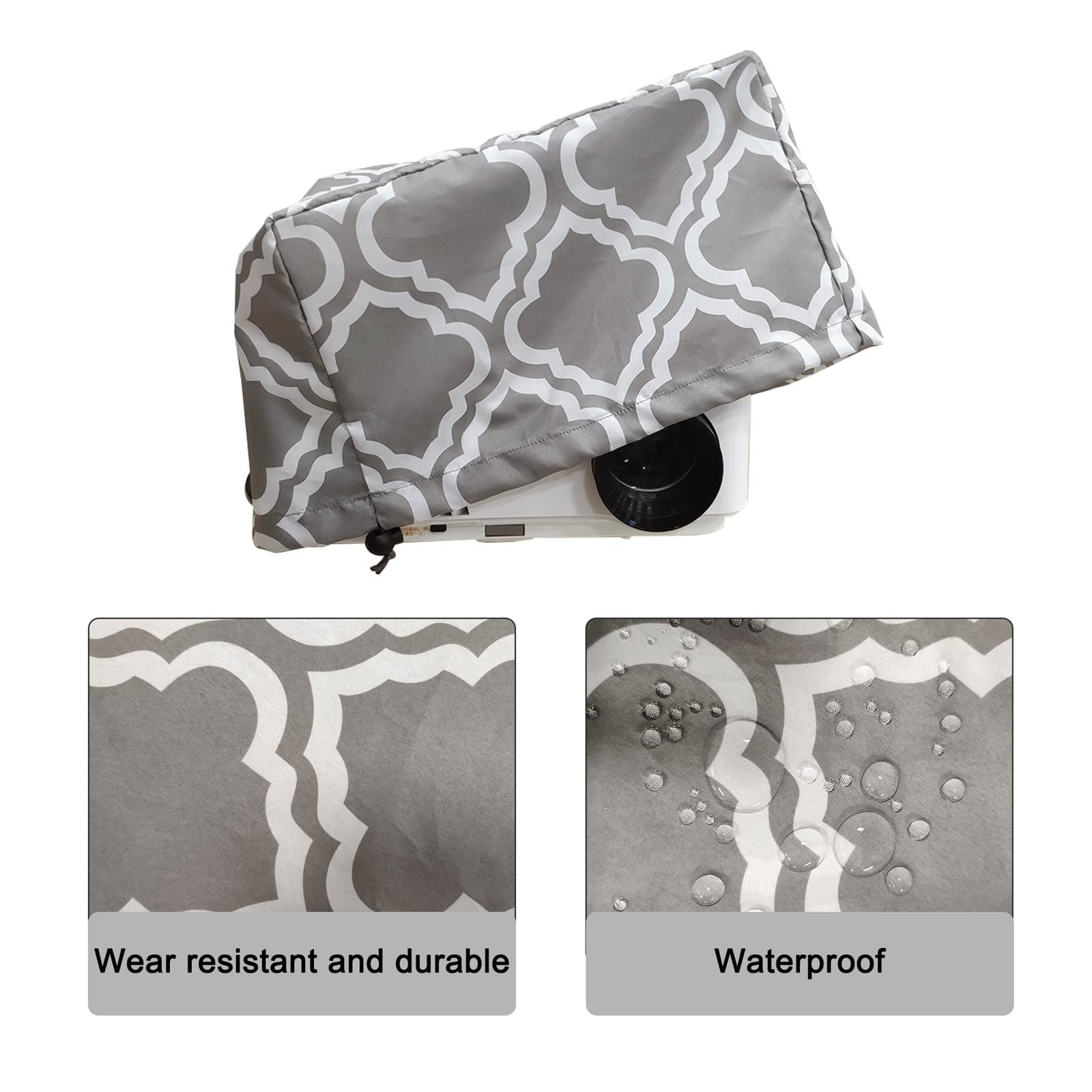 Housse de protection étanche et anti-poussière Lyirfan pour projecteur monté au plafond avec cordon de serrage gris