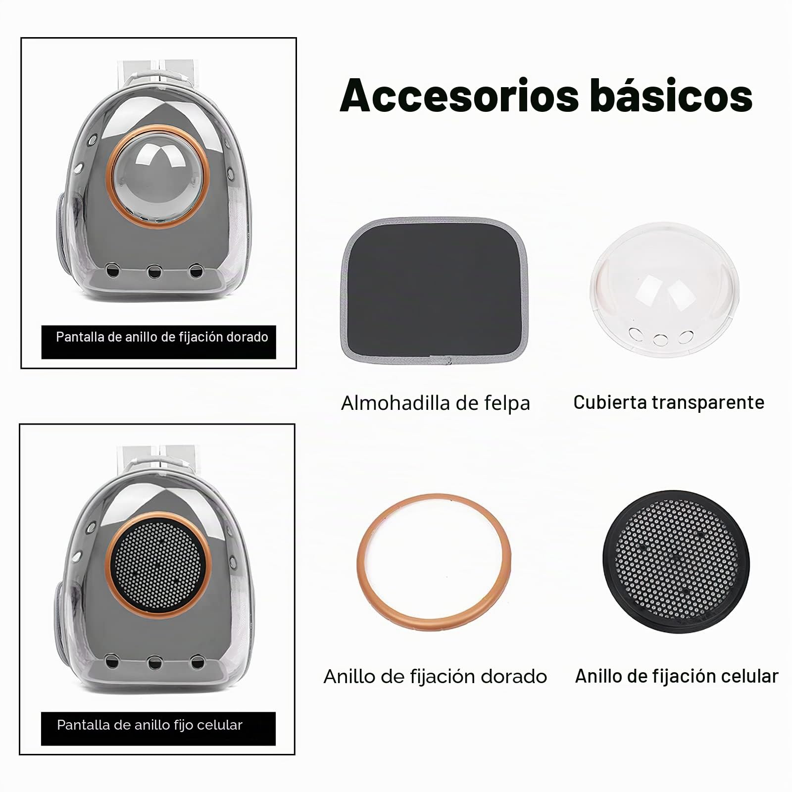 Galatée Mochila para Gatos, Mochila para Gatos Al Aire Libre, Mochila Impermeable Transparente para Perros, Mochila para Mascotas con Cápsula De Espacio Ventilado(Gris, Cubierta Transparente)